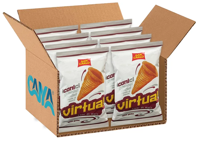 8X San Carlo Virtual Coni di Mais Gustosi Ricchi di Sapore Senza Glutine 50g
