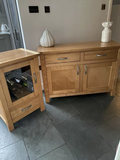 Solid Oak 2 drawer, 2 door SIDEBOARD PLUS matching  Oak WINE /bottle UNIT