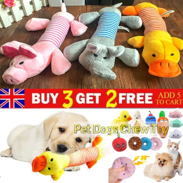 Puppy Teeth Toys Pet Dog Soft Chew Toy Plush Cute Squeaker Squeaky Sound Play UK