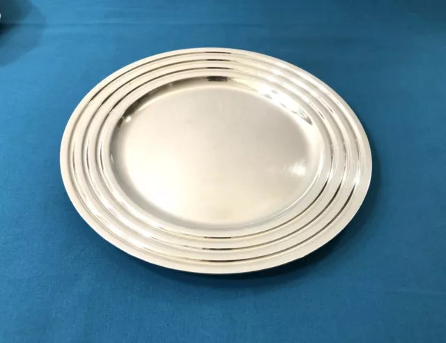 plat de service rond CHRISTOFLE modèle ONDULATION métal argenté ART DECO 23,7 cm