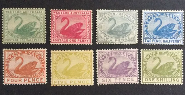1885-1893 - WESTERN AUSTRALIA - Mint Swan Stamps Very Fine  1/2 dTo 1/- SG94-101
