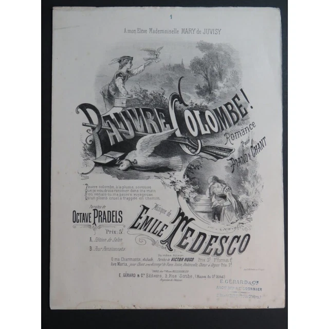 TEDESCO Émile Pauvre Colombe Chant Piano ca1885 2
