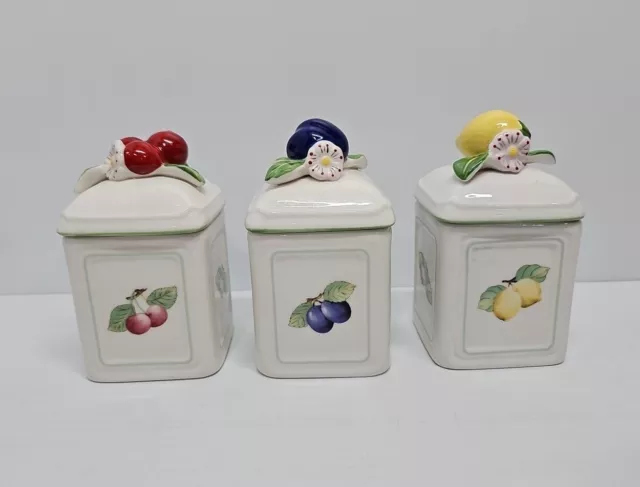 Villeroy & Boch French Garden Jam Pots X3