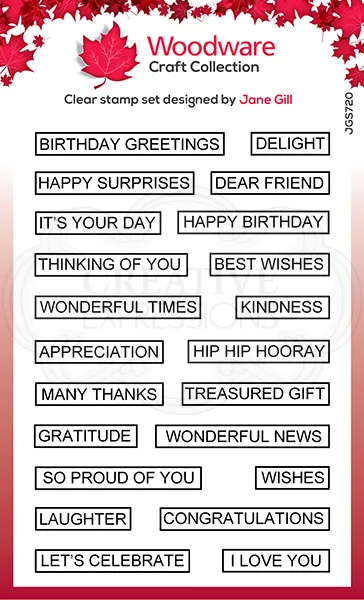 Woodware Word Fragments Sentiment Greetings Clear Stamp Set Birthday Card Making