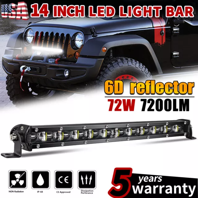 14" inch LED Work Light Bar Combo Spot Flood Driving Off Road SUV Boat ATV Truck