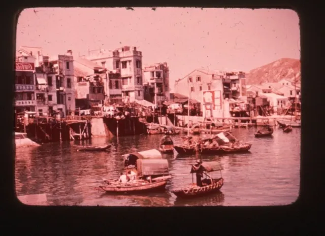 (27) Vintage 1958 Ektachrome Photo Slide Hong Kong Street Scene City