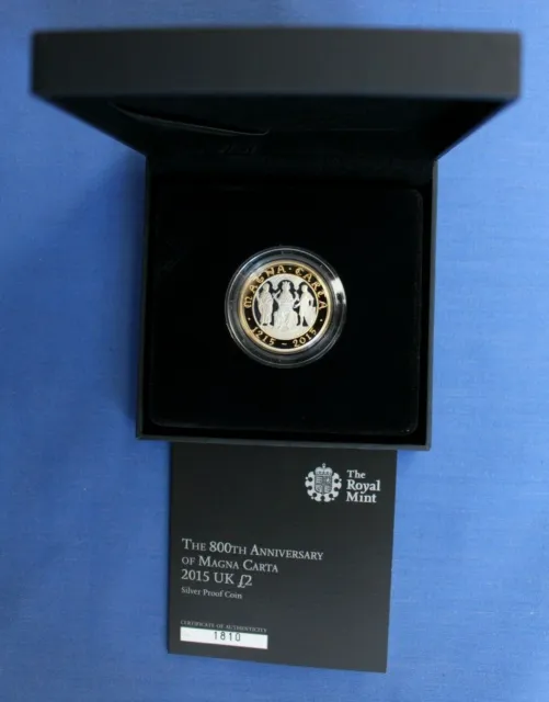 2015 Silver Proof £2 coin "Magna Carta" in Case with COA