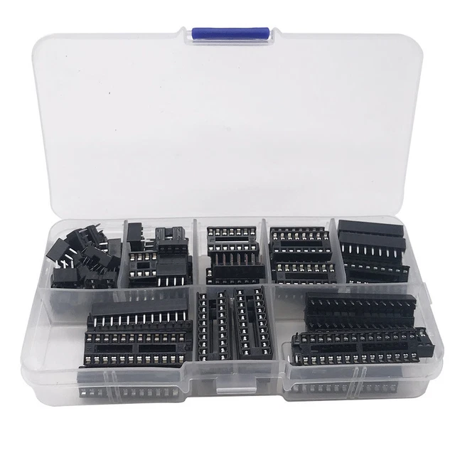 Produktbild von VALICLUD IC-Sockel-Set – 75 Stück DIP-Sockel 6–28 Pin, Mit Hohlraum Für Wärmeableitung, Für DIY-Mikrocontroller & Elektronik, Schwarz