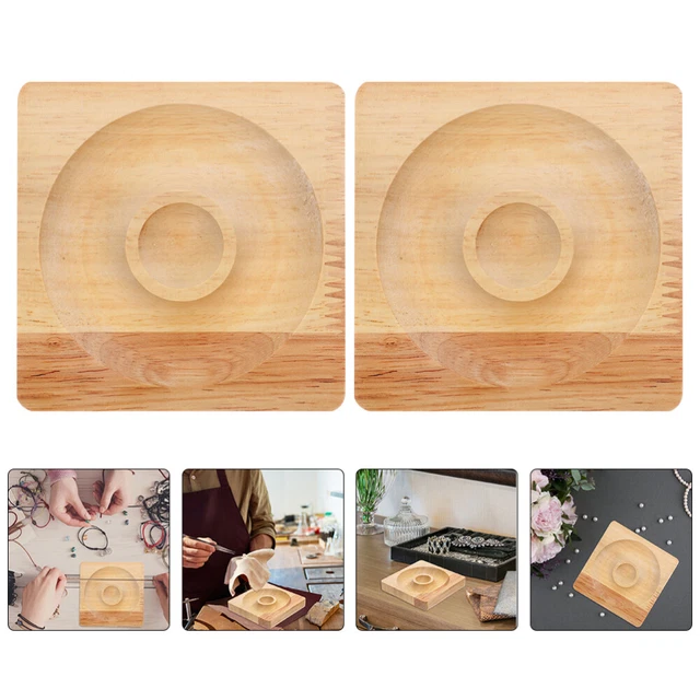 2 piezas pulsera de madera brazaletes bandeja soporte de joyería soporte placa de joyería de madera
