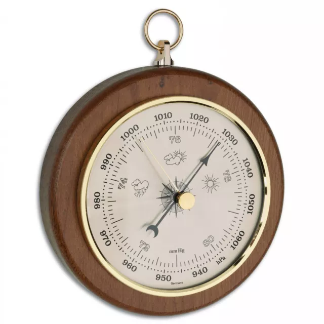 TFA 29.4002 analog Barometer Massivholz lokale Wettervorhersage Made in Germany