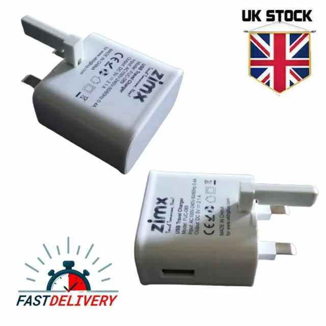 FAST CHARGER - USB Folding Mains Power Adaptor for Mobiles & Tablets 5v 2a UK