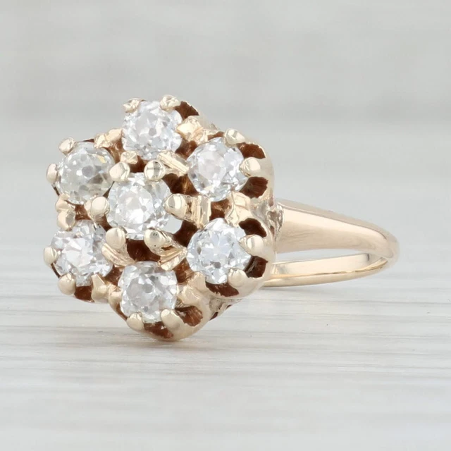 Vintage 0.78ctw VS2 Diamant Haufen Verlobung Ring 14k Gelbgold Größe 7.25