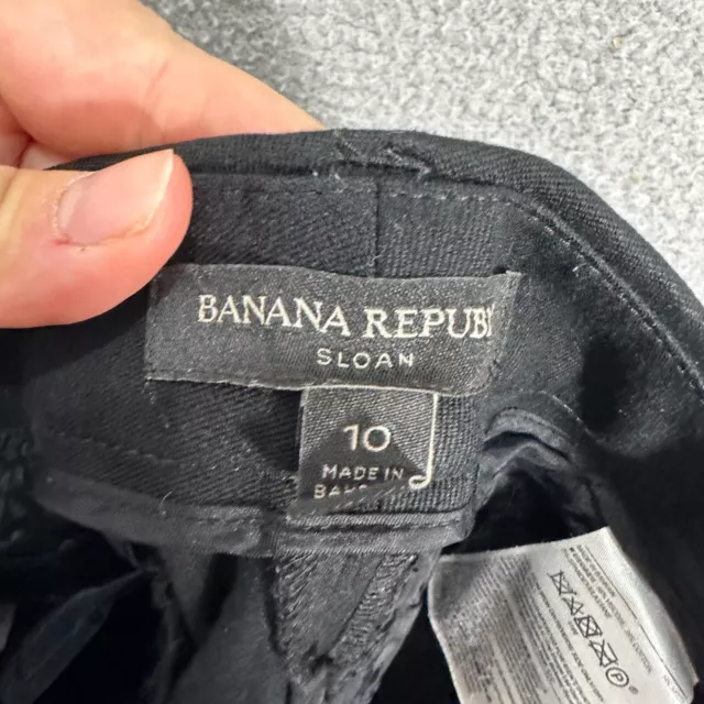 Banana Republic pants womens 10 Black Sloan Fit Faux Leather Trim Slim Ankle 3