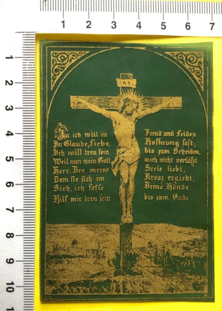 Andachtsbild HAUCHBILD Heiligenbild Jesus am Kreuz Jerusalem Gebet