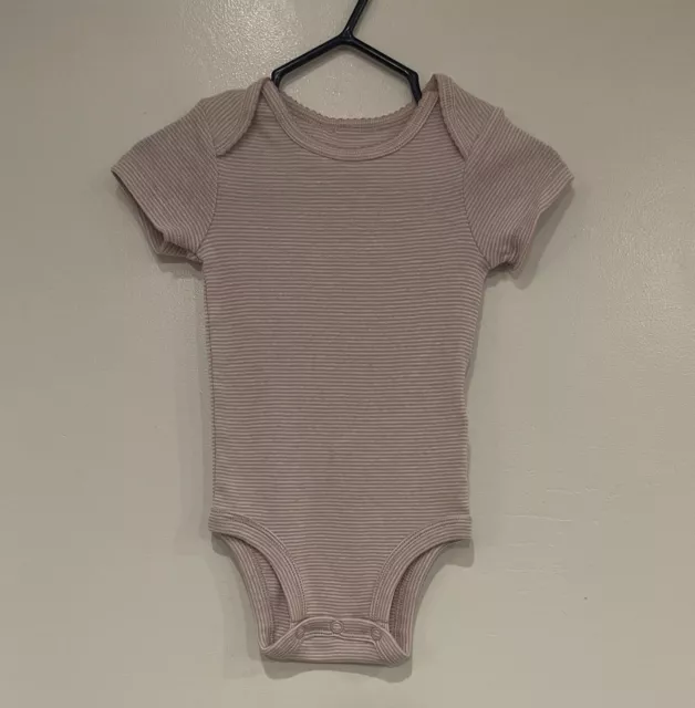 Carters Baby Girls 100% Cotton Striped Short Sleeve Bodysuit Light Purple 3 M