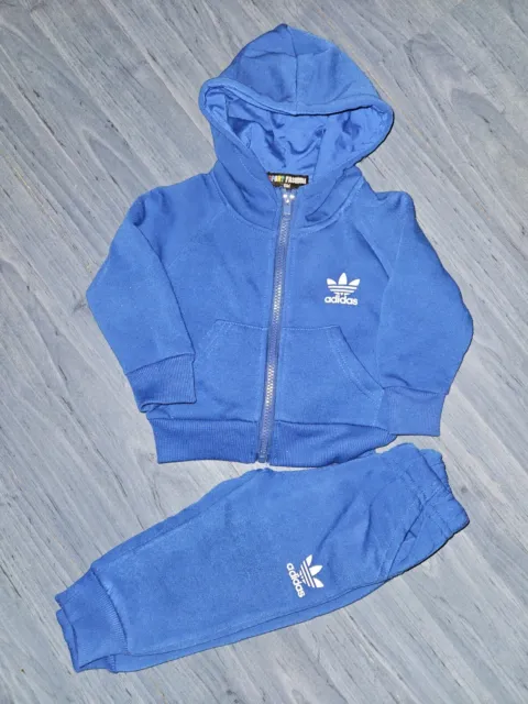 Baby Boys Blue Jersey Logo Hoody Joggers Tracksuit Set Outfit 6-12 Mths