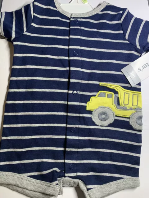 Carters Baby Boys Snap-Up Romper Navy Blue Dump Truck NWT Infant Size 3 Months