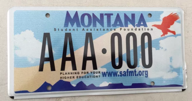 Montana Mint Sample License Plate " Aaa 000 " Mt  Planning For Higher Education