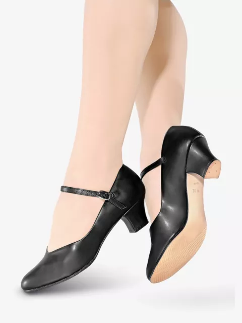 SO DANCA CH50 Character Shoe, Leather Sole, 1.5" Heel,RUNS SMALL, Black/Tan, NIB