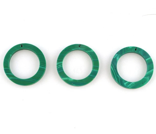 Round Circle Malachite Gemstone DIY Single Drilled Making Connectors Lot 3 Pcs