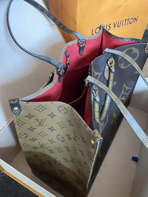 LOUIS VUITTON TWO tone brown/gold OnTheGo GM Tote Bag c/w dust bag/box/booklet  £999.99 - PicClick UK