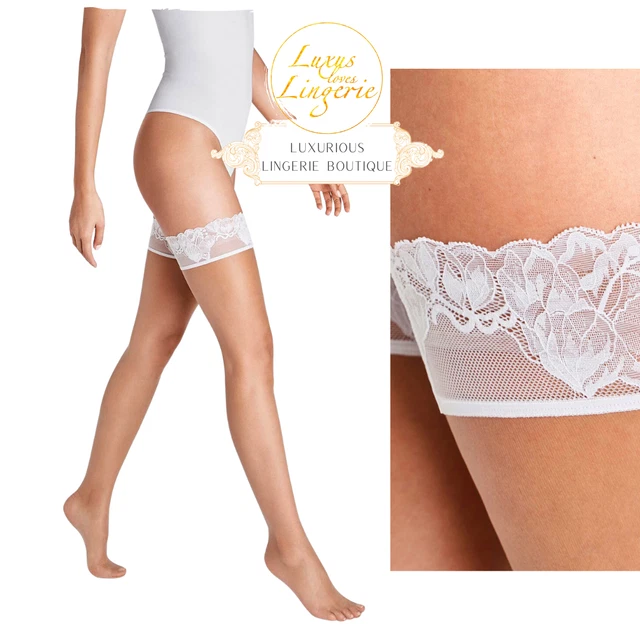 NUDO 8 LACCI STAY UP di Wolford M bianco abbastanza chiaro calza senza supporto pizzo