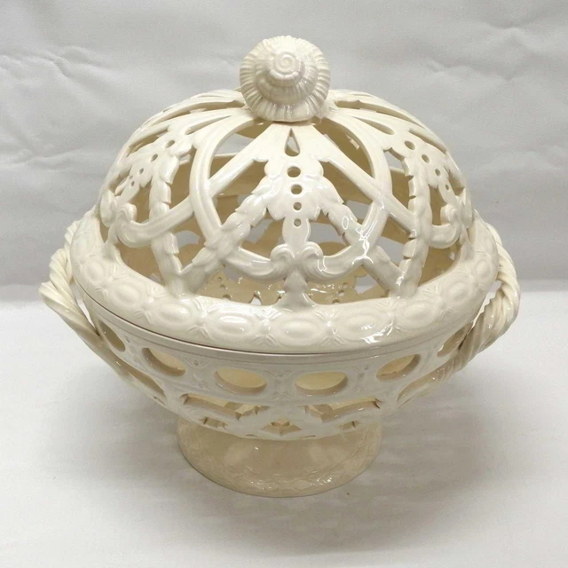 Bol à Fruits Wedgwood Creamware Céramique Réticulée Orange Crème - Vintage