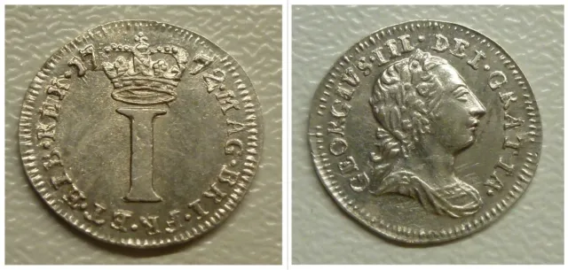George III Maundy 1d Penny Silver 1772 lovely bright example