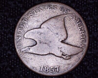 1857 Flying Eagle Cent Decent Detail 1st Small Cent Nice Coin #FE130 4