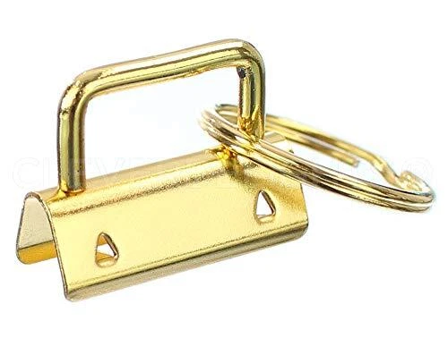 1.25" Key Fob Hardware Set with Key Rings - 100 Sets - Gold Color - 1 1/4 Inc...