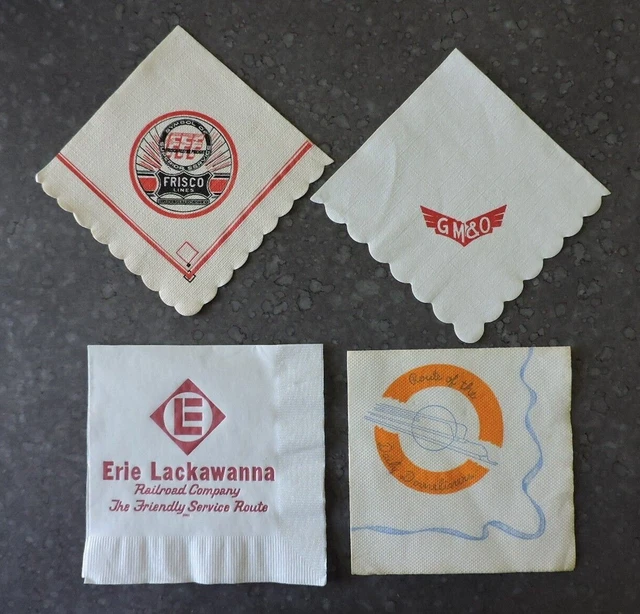 Erie Lackawanna Gm&O Slsf Union Pacific Passenger Train Railroad Cocktail Napkin