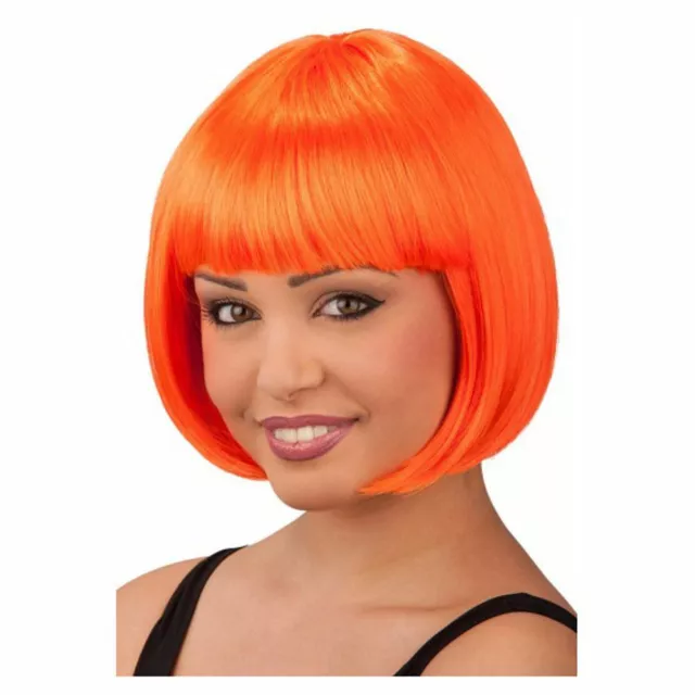 02428-1 Parrucca Lovely Arancione Fluo Carnevale Halloween Travestimento