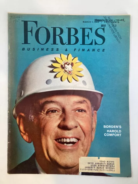 VTG Forbes Magazine March 1 1963 Borden's President Harold Comfort