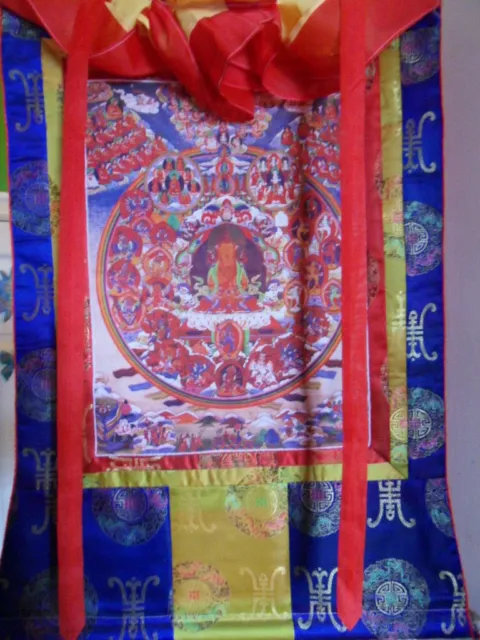Thangka Mandala des Amitayus, seltenes Motiv, Tibet Buddhismus bouddha, Dharma