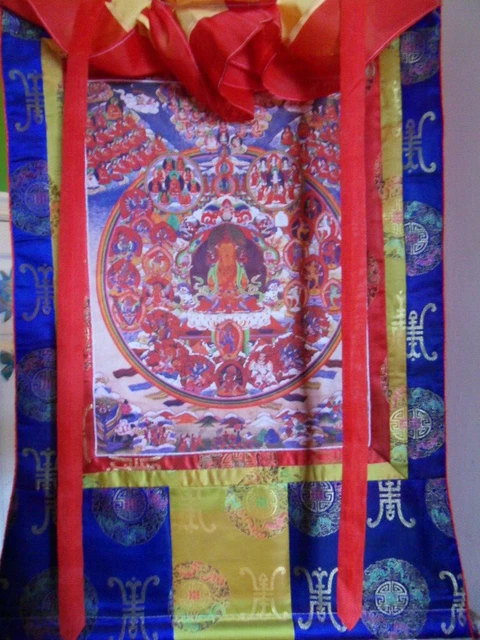 Thangka Mandala des Amitayus, seltenes Motiv, Tibet Buddhismus bouddha, Dharma