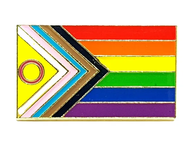 Progress Pride Badge Flag Large Lapel Pin Gay Trans Bi Intersex Rights LGBTQIA+