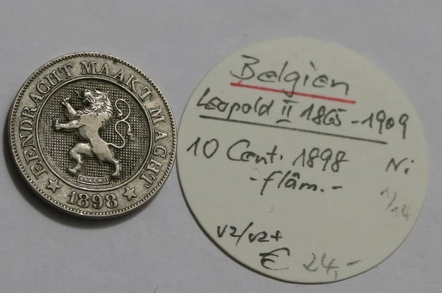 Belgium 10 Centimes 1898 Dutch Legend B46 #Z9454