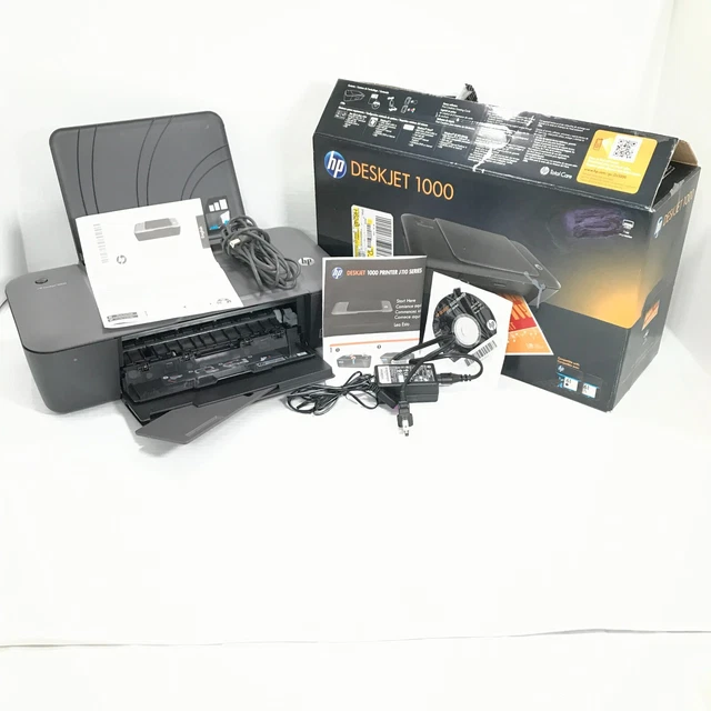 HP Deskjet 1000 Inkjet Printer J110A W/ Power Cord USB Disc Manuals Needs Ink