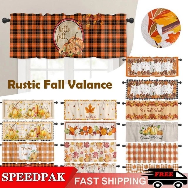 Tenda fatta a mano Ringraziamento arancione nero giallo zucca U6 Valance S6Y2