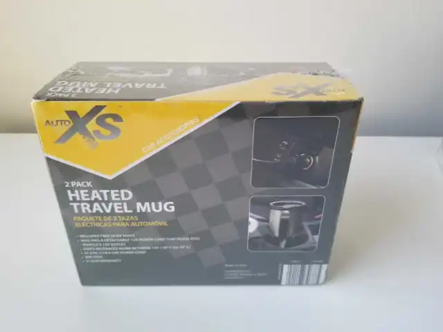 Auto XS 12V Electric Heated Travel Mugs Stainless Steel Coffee Tea Cup Warmer 2! 2