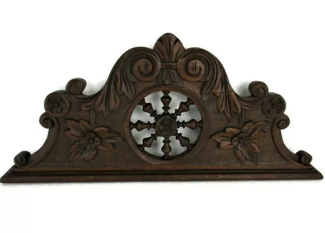 Hand Carved Wood French Pediment Ornate Over door Architectural Reclaimed Antiqu