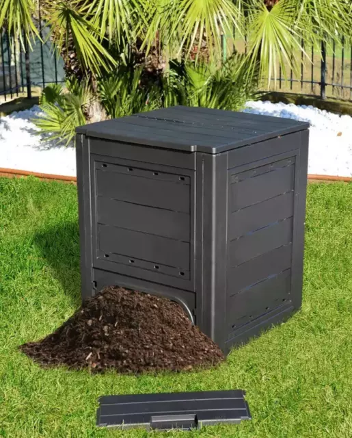 260L Plastic Garden Composter Recycling Eco Waste Compost Bins Grey 73x60cm