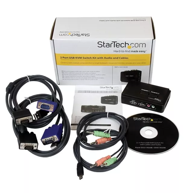 Startech.com 2 Port USB KVM Switch Kit with Audio and Cables SV211KUSB (Inc VAT)