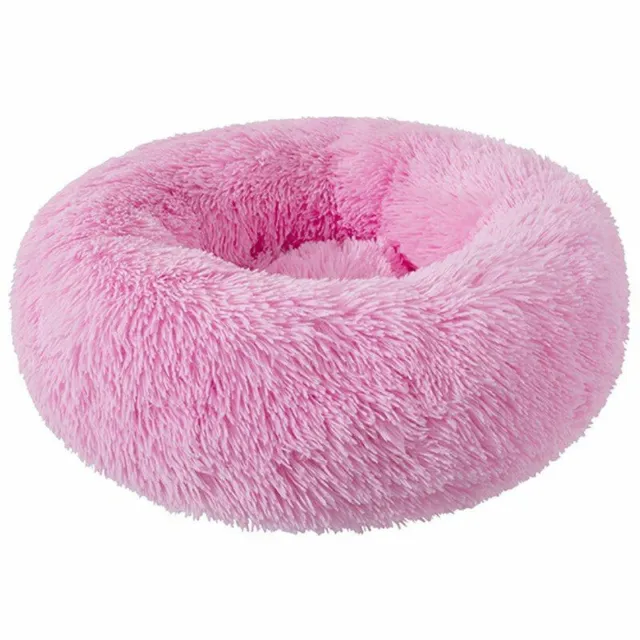 Soft Warm Round Pet Beds Comfortable Calming Long Plush Dog Puppy Kitten Bed New