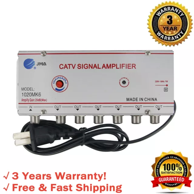 JMA 1020MK6 CATV Signal Amplifier Home Cable TV Amplifier 1 Input 6 Outputs 20DB