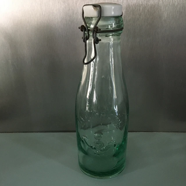 Bocal En Verre Vert La Lorraine Chardon 1 Litre - Vintage - Lot De 6
