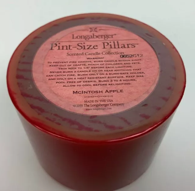 Longaberger Pint Size Pillars McIntosh Apple Scented Candle Collection Red NEW