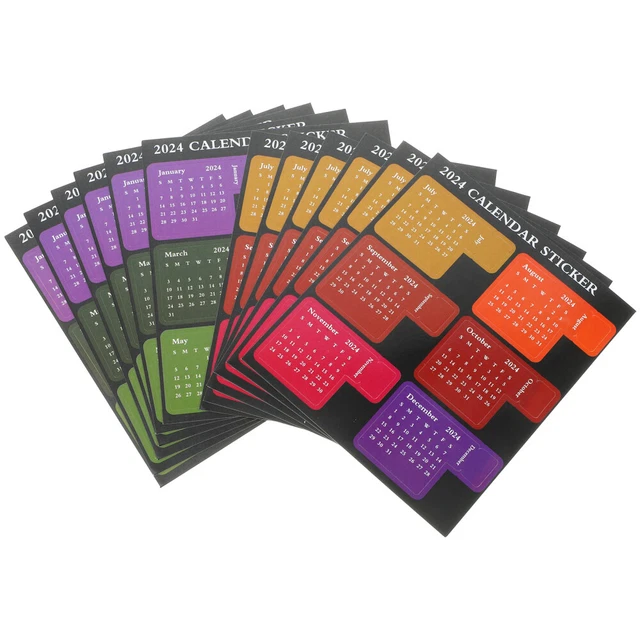 12 SHEETS OF Calendar Stickers 2024 Schedule Calendar Stickers Monthly
