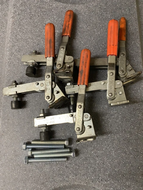 Five Knu-Vise V-200 Fixture Hold-Down Toggle Clamps Used