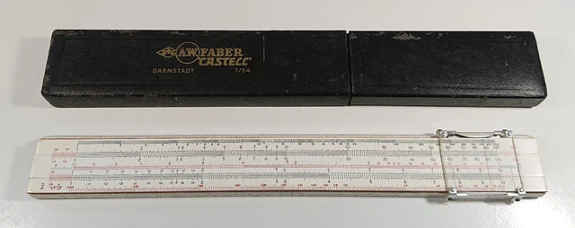 Antiguo Faber Castell Darmstadt 1/54 Regla de Cálculo Vernier De